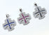 Sterling Silver Colored Pave Stone Jerusalem Cross Pendant